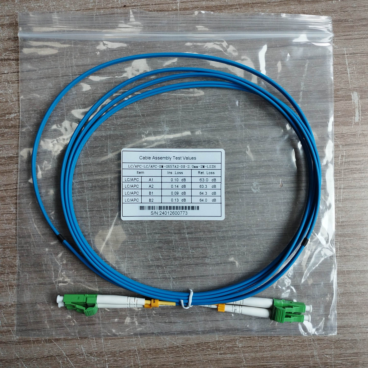 Patch Cord LC/APC - LC/APC Duplex Singolo Modo 9/125 G657-A2 Connettor ...