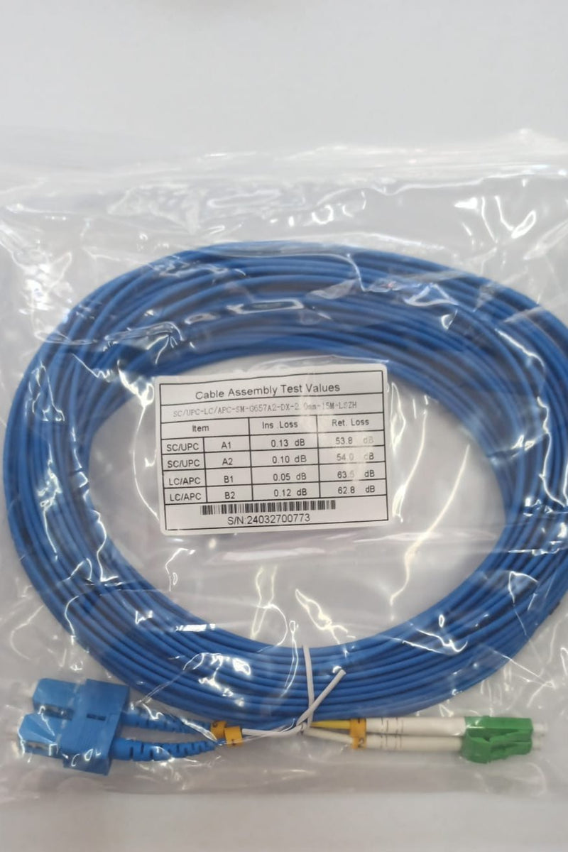 Patch Cord SC/UPC - LC/APC Duplex Singolo Modo 9/125 G657-A2 Connettor ...