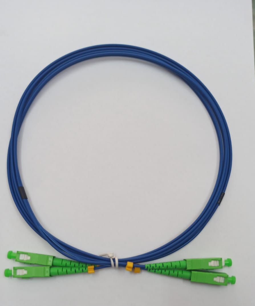 Patch Cord SC/APC - SC/APC Duplex Modo 9/125 G657-A2 Connettore Verde Guaina LSZH Blu